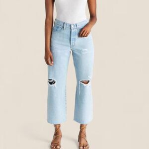 etica devon crop wide leg light wash jeans| sz 25 raw hem eco denim